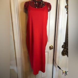 NEW ABSOLUTELY IT!! WOMENS PLUS SIZE RIBBED RED BODYCON STRETCH DRESS 3x VENTED
